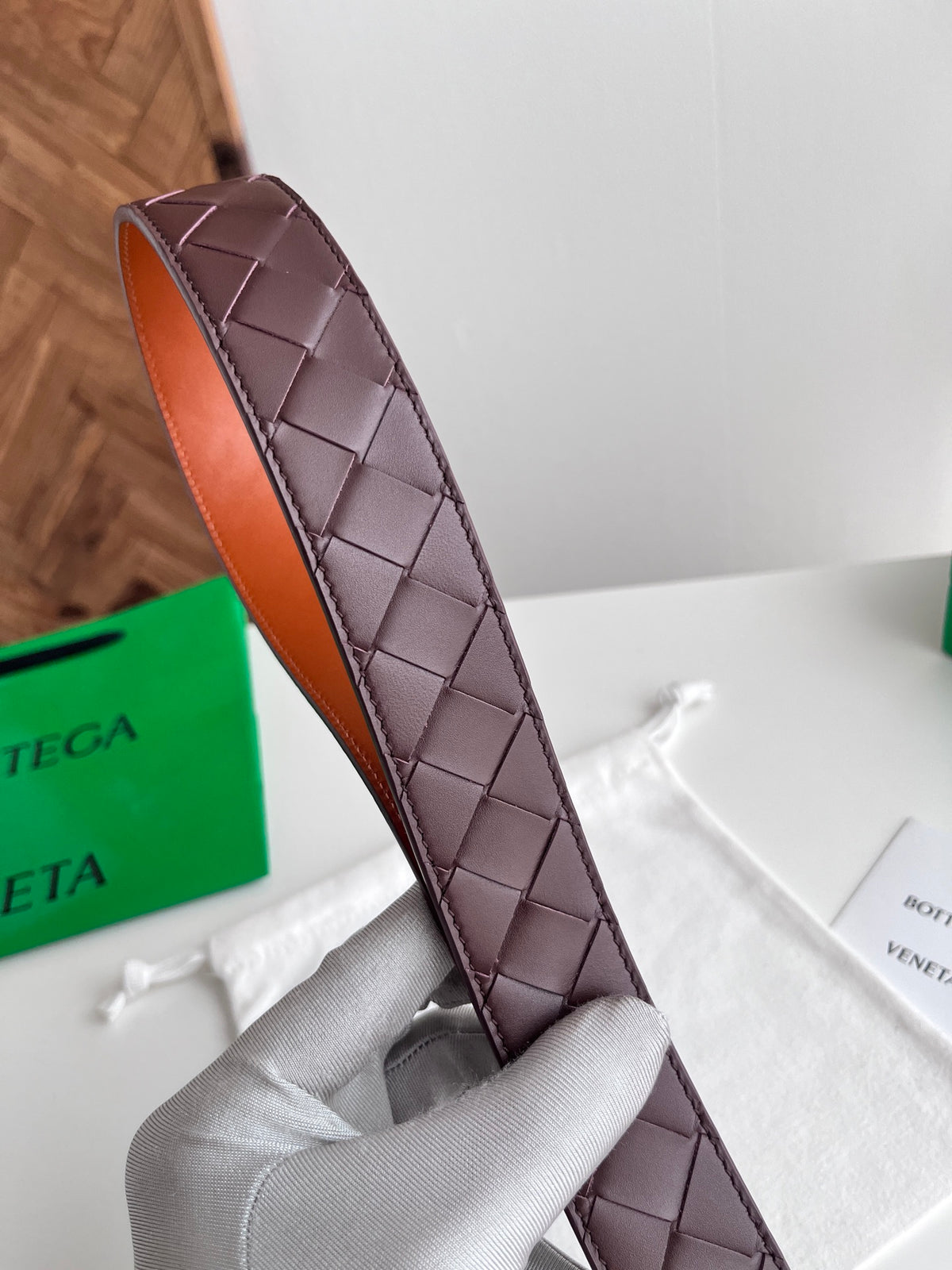 Ремінь Bottega Veneta Intreccio з натуральної телячої шкіри