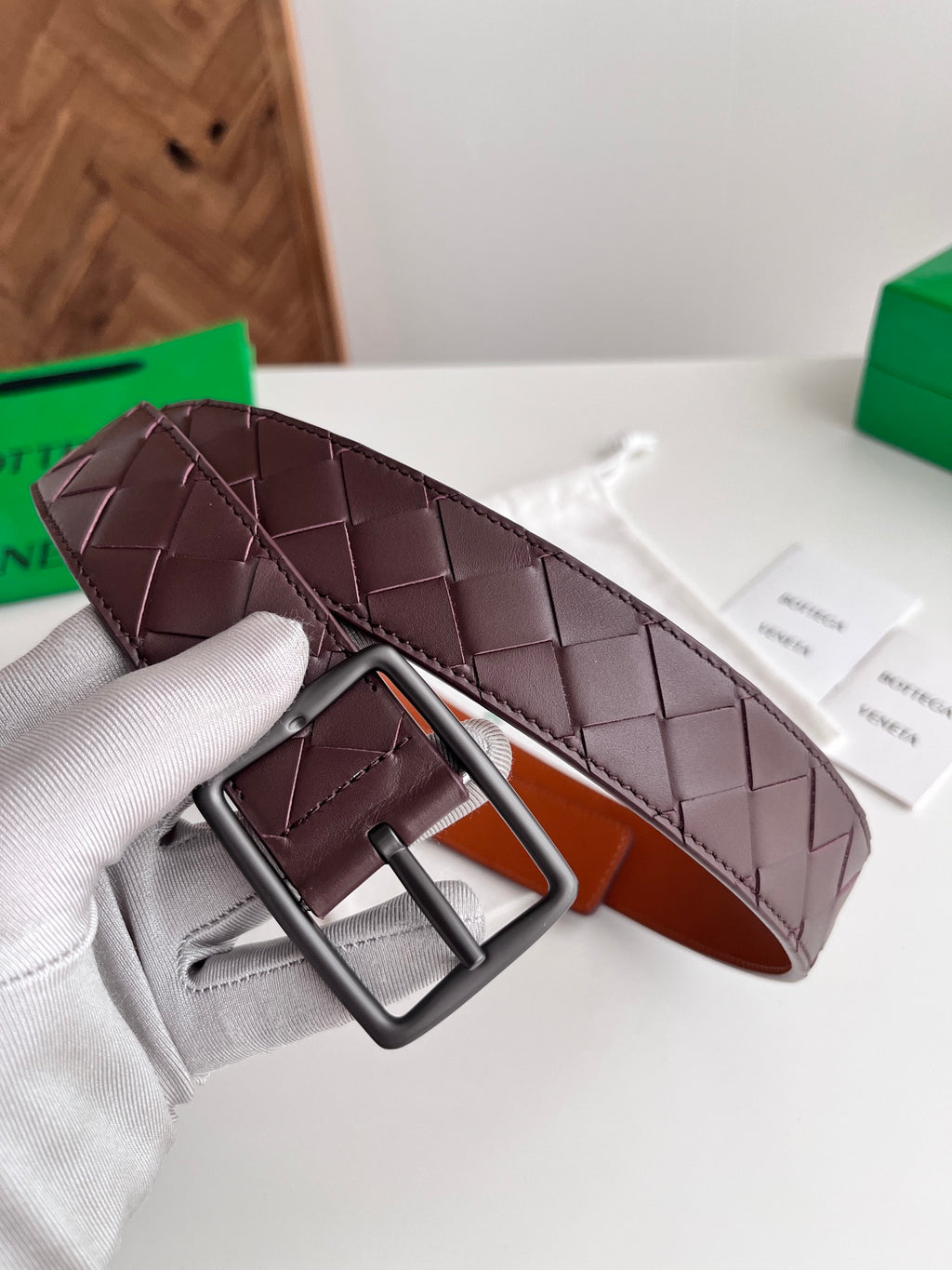 Ремінь Bottega Veneta Intreccio з натуральної телячої шкіри