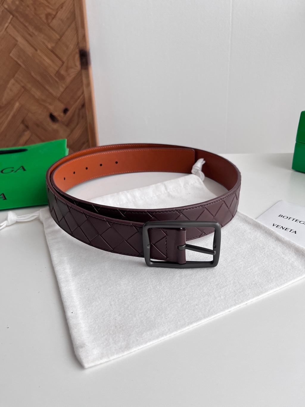 Ремінь Bottega Veneta Intreccio з натуральної телячої шкіри