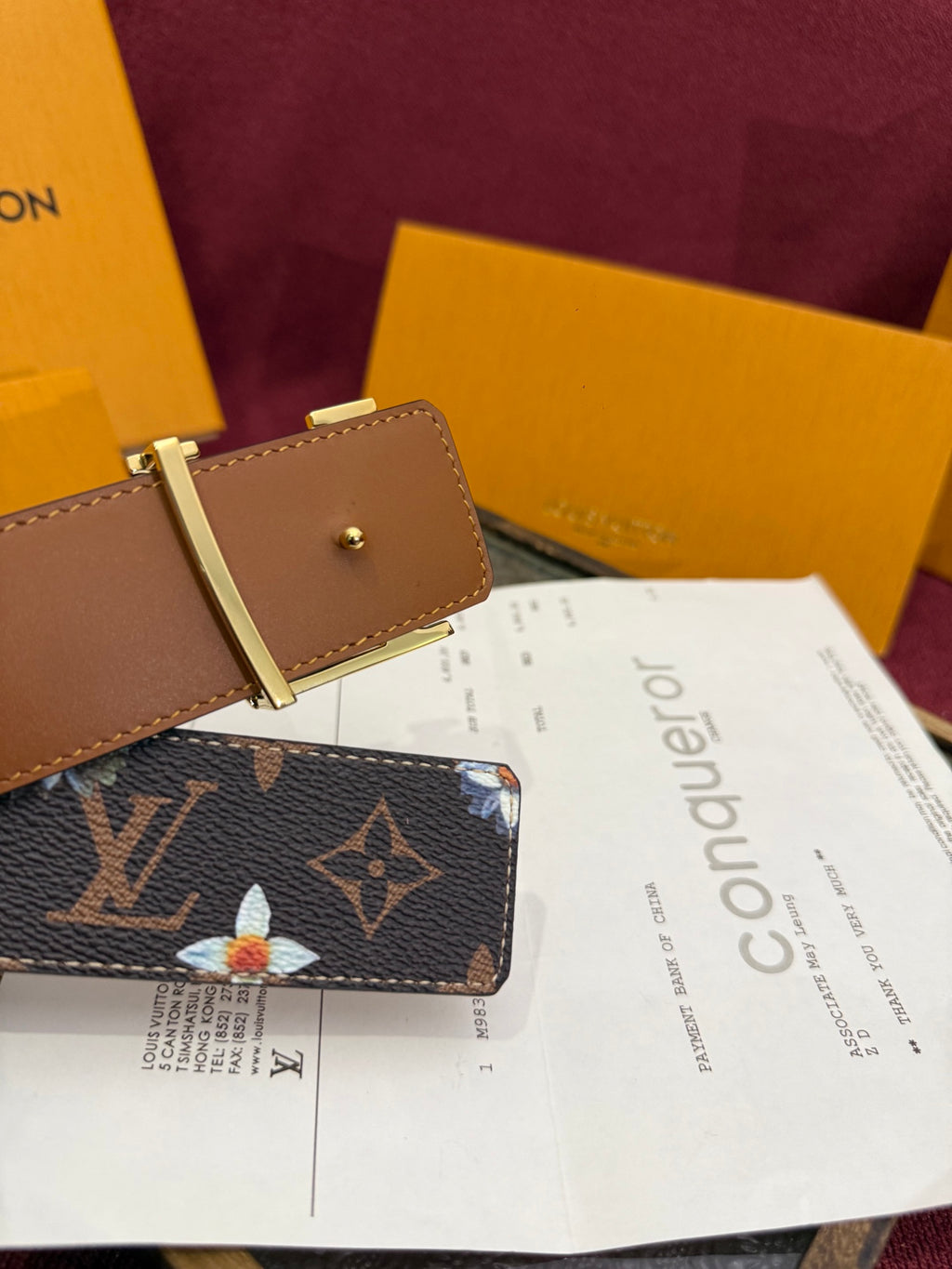 Ремінь Louis Vuitton з полотна та натуральної шкіри