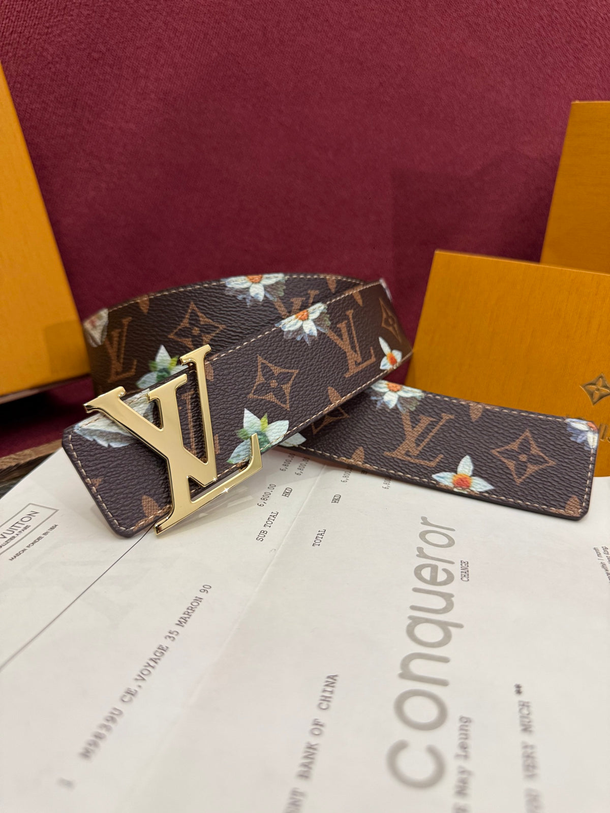 Ремінь Louis Vuitton з полотна та натуральної шкіри