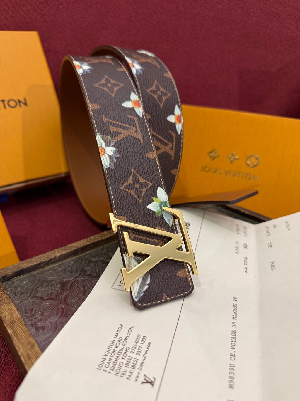 Ремінь Louis Vuitton з полотна та натуральної шкіри