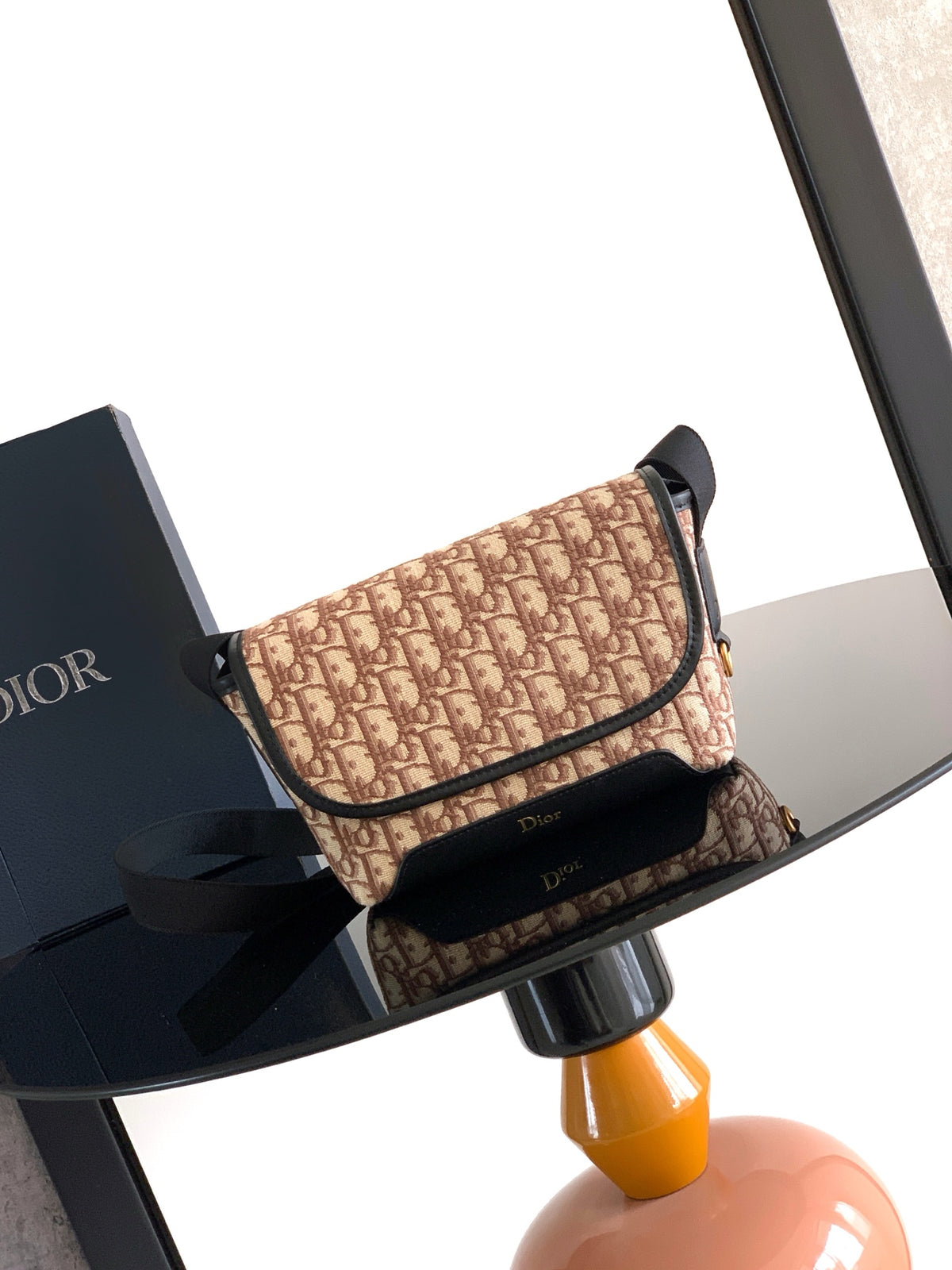 Сумка-месенджер Dior Jett з текстилю, коричнева — фото 1