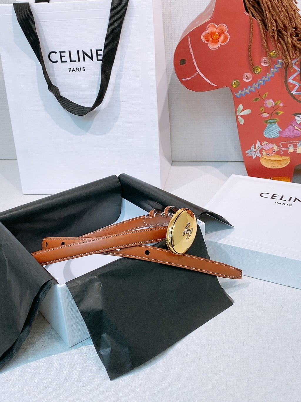 Ремінь Celine з натуральної телячої шкіри