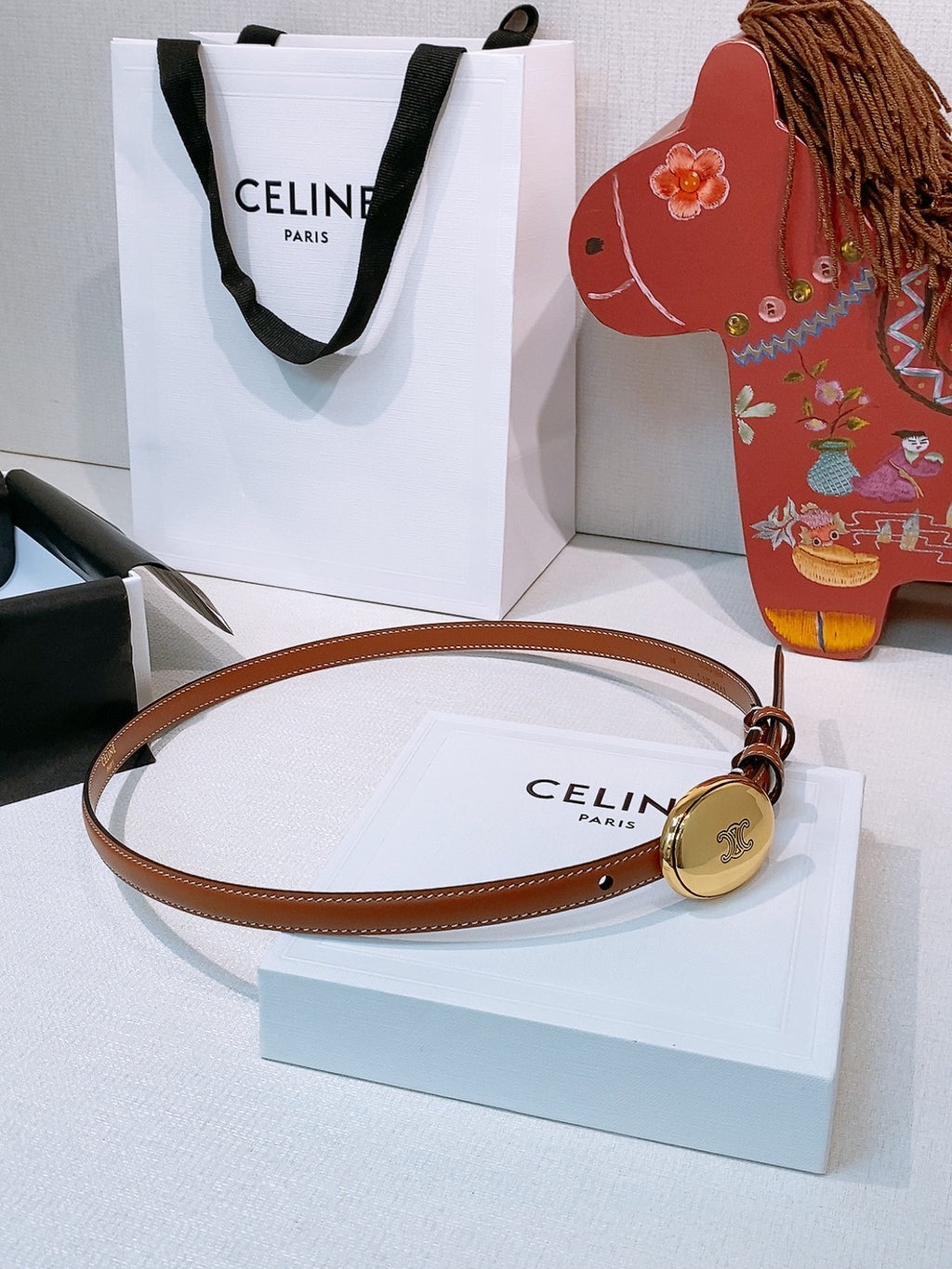Ремінь Celine з натуральної телячої шкіри