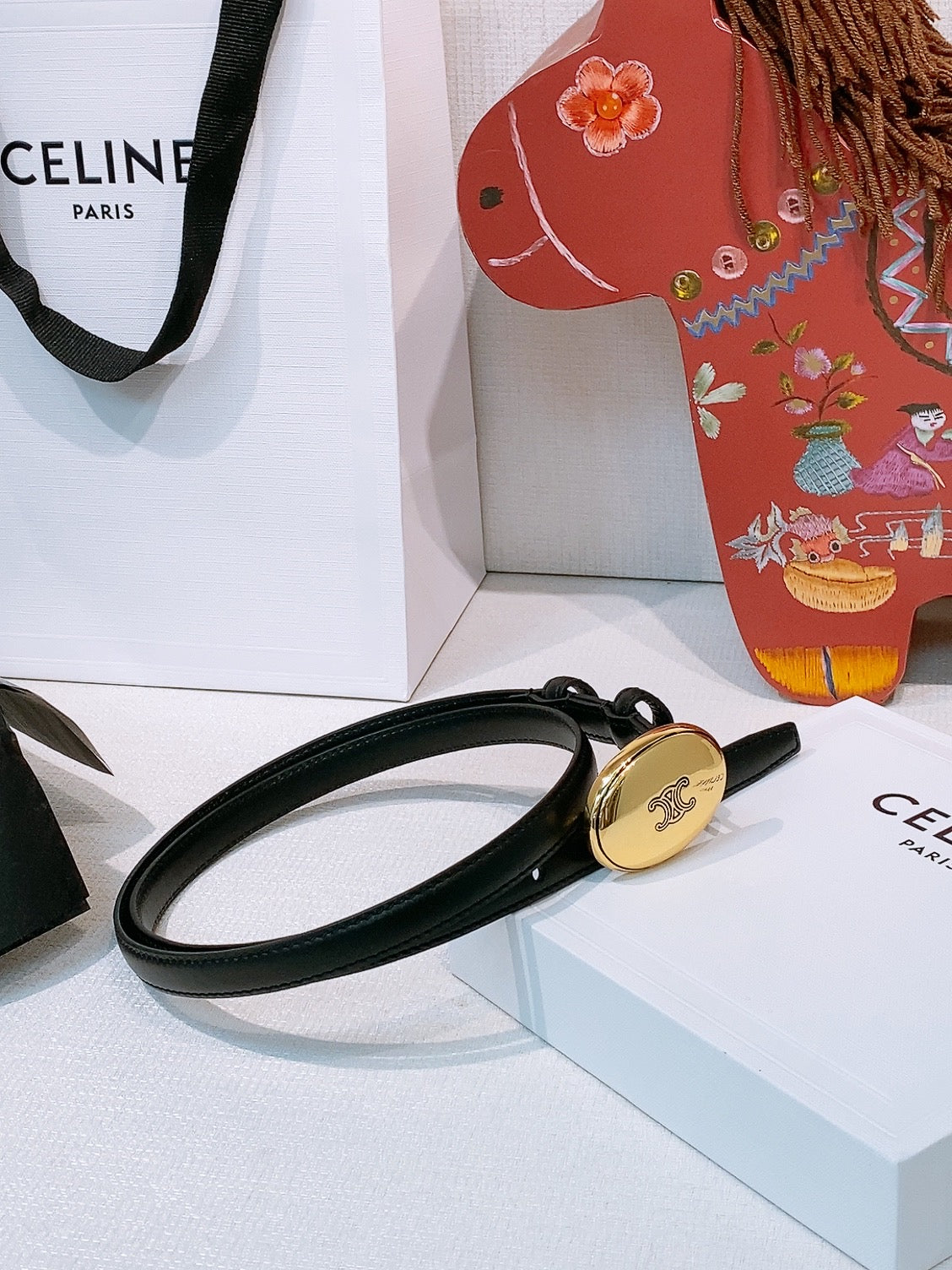 Ремінь Celine з натуральної телячої шкіри