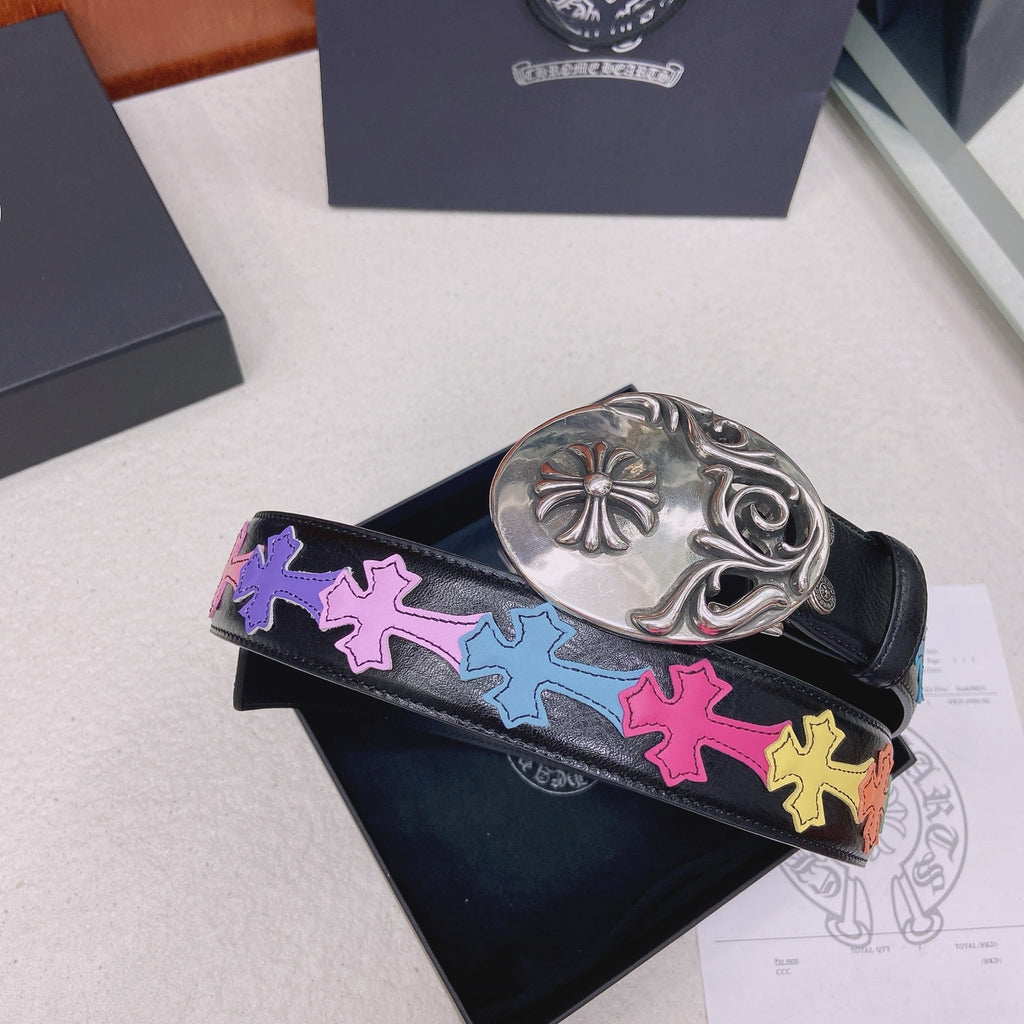 Ремінь Chrome Hearts з вощеної натуральної шкіри