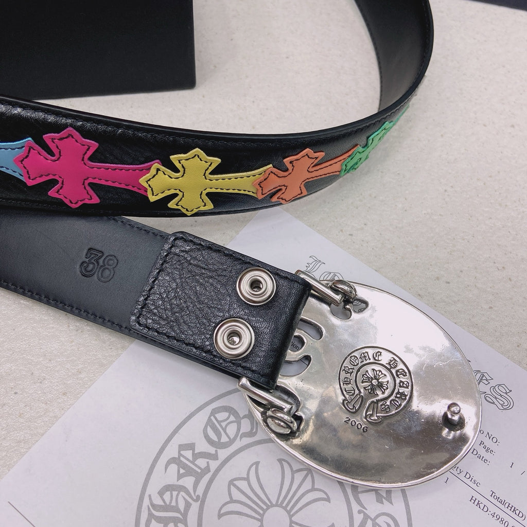 Ремінь Chrome Hearts з вощеної натуральної шкіри