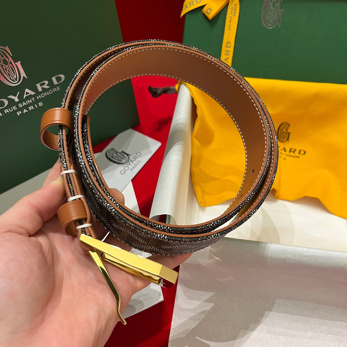 Ремінь Goyard з полотна та натуральної шкіри