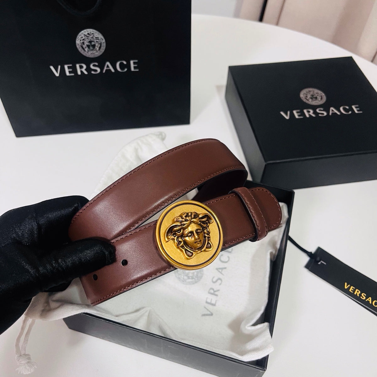 Ремінь Versace з натуральної шкіри