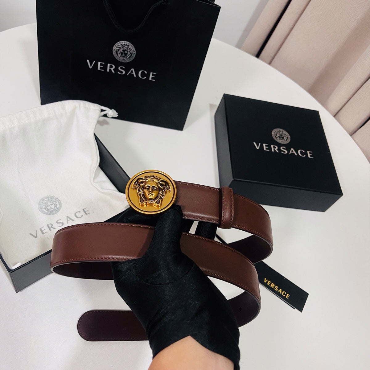 Ремінь Versace з натуральної шкіри