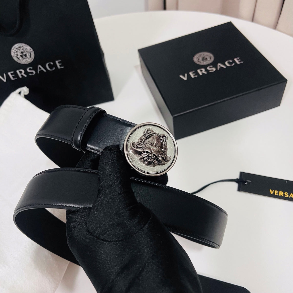 Ремінь Versace з натуральної шкіри