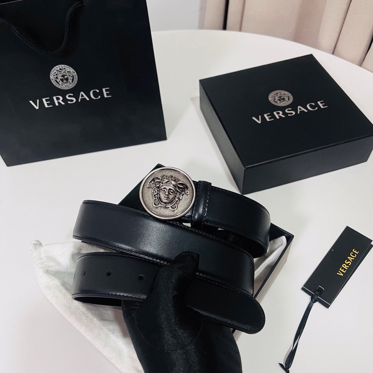 Ремінь Versace з натуральної шкіри