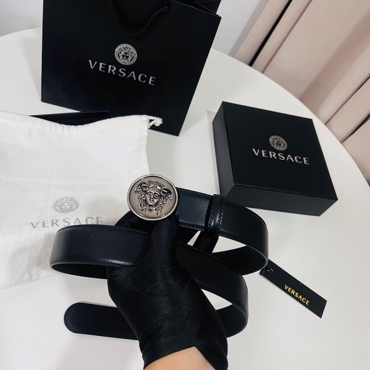 Ремінь Versace з натуральної шкіри