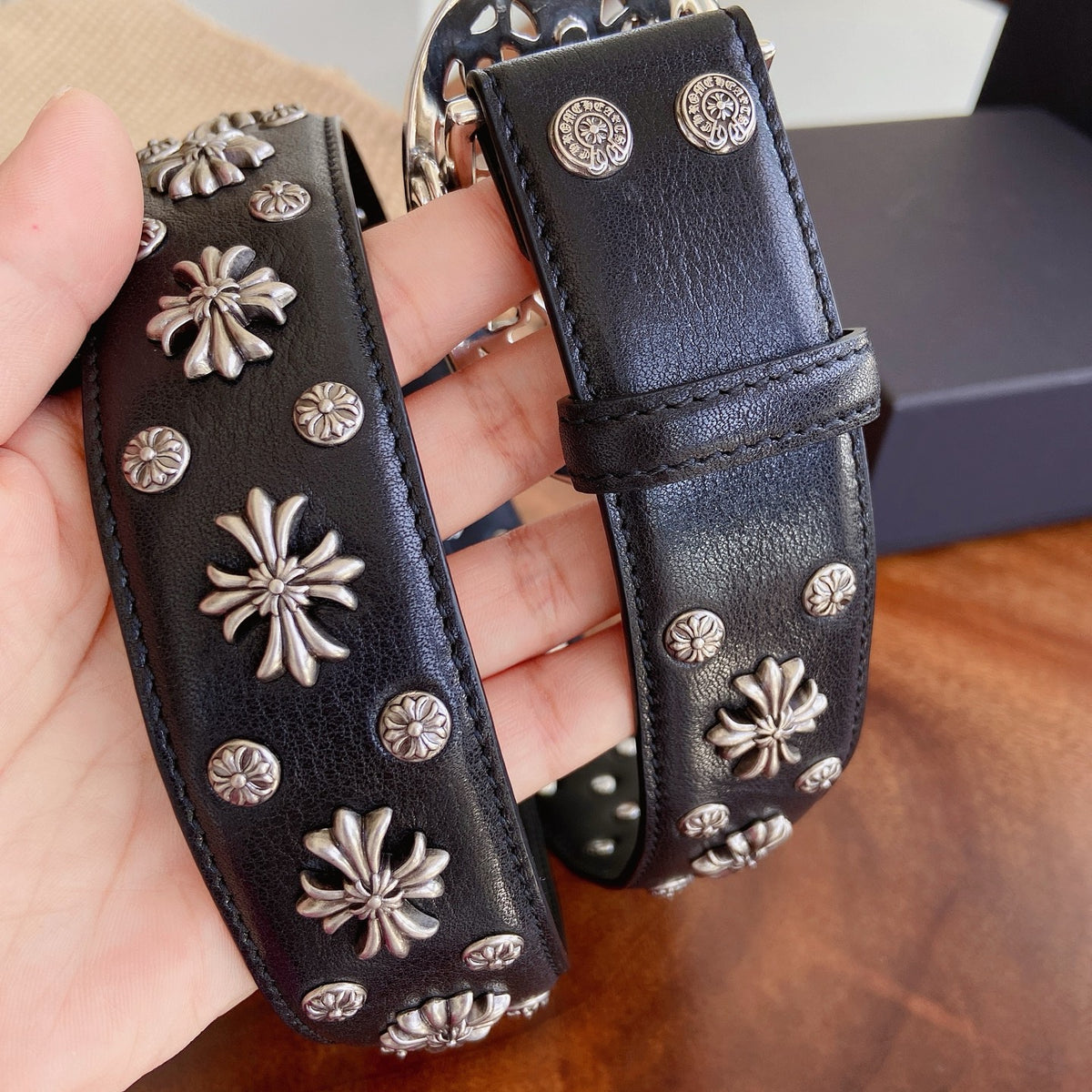 Ремінь Chrome Hearts з вощеної натуральної шкіри