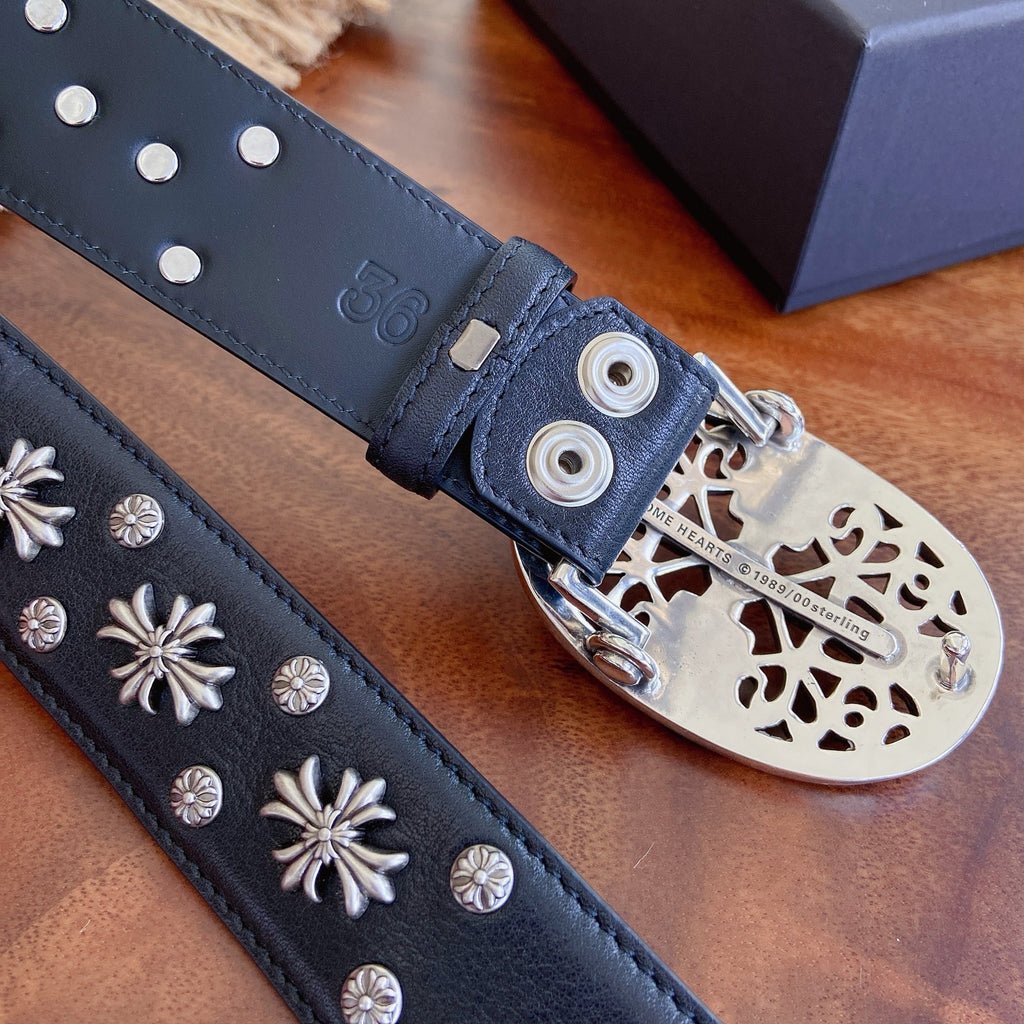 Ремінь Chrome Hearts з вощеної натуральної шкіри