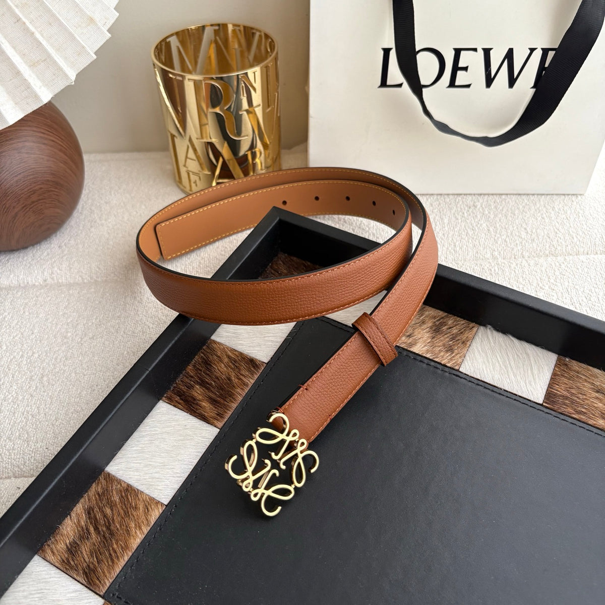 Ремінь Loewe з натуральної шкіри