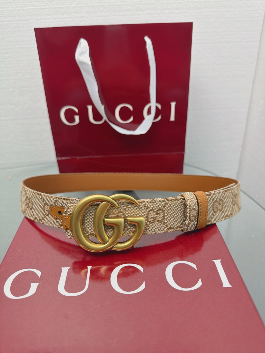 Ремінь Gucci з полотна та натуральної шкіри