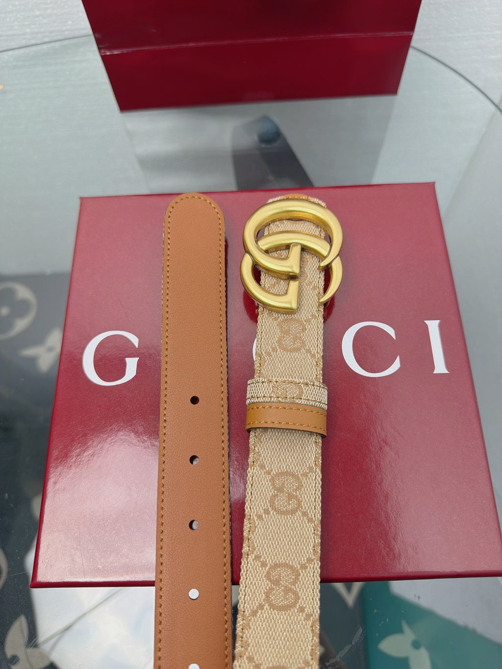 Ремінь Gucci з полотна та натуральної шкіри
