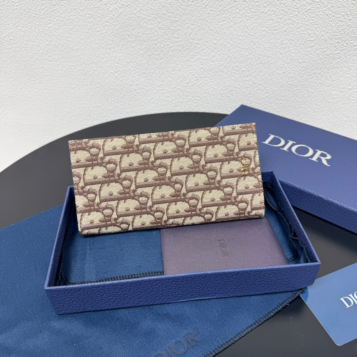 Гаманець Dior CD Icon із зернистої натуральної шкіри, чорний — фото 1