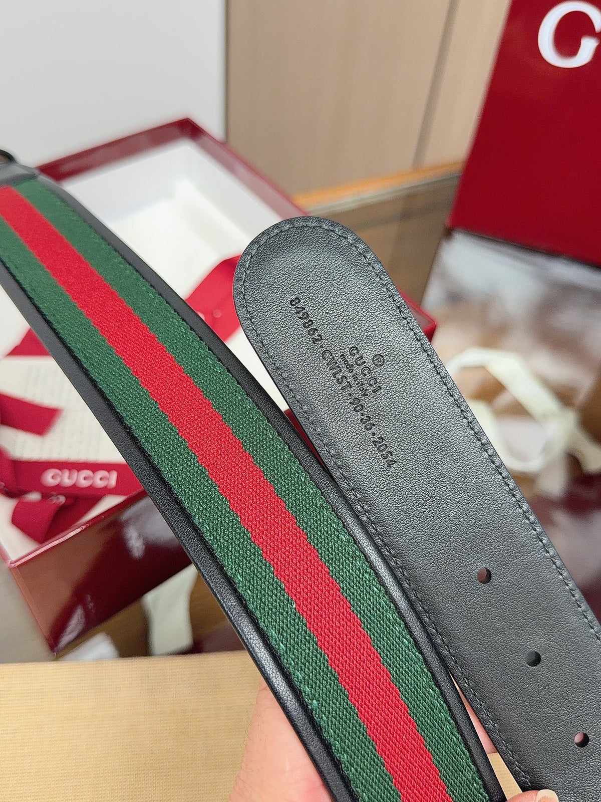 Ремінь Gucci з полотна та натуральної шкіри