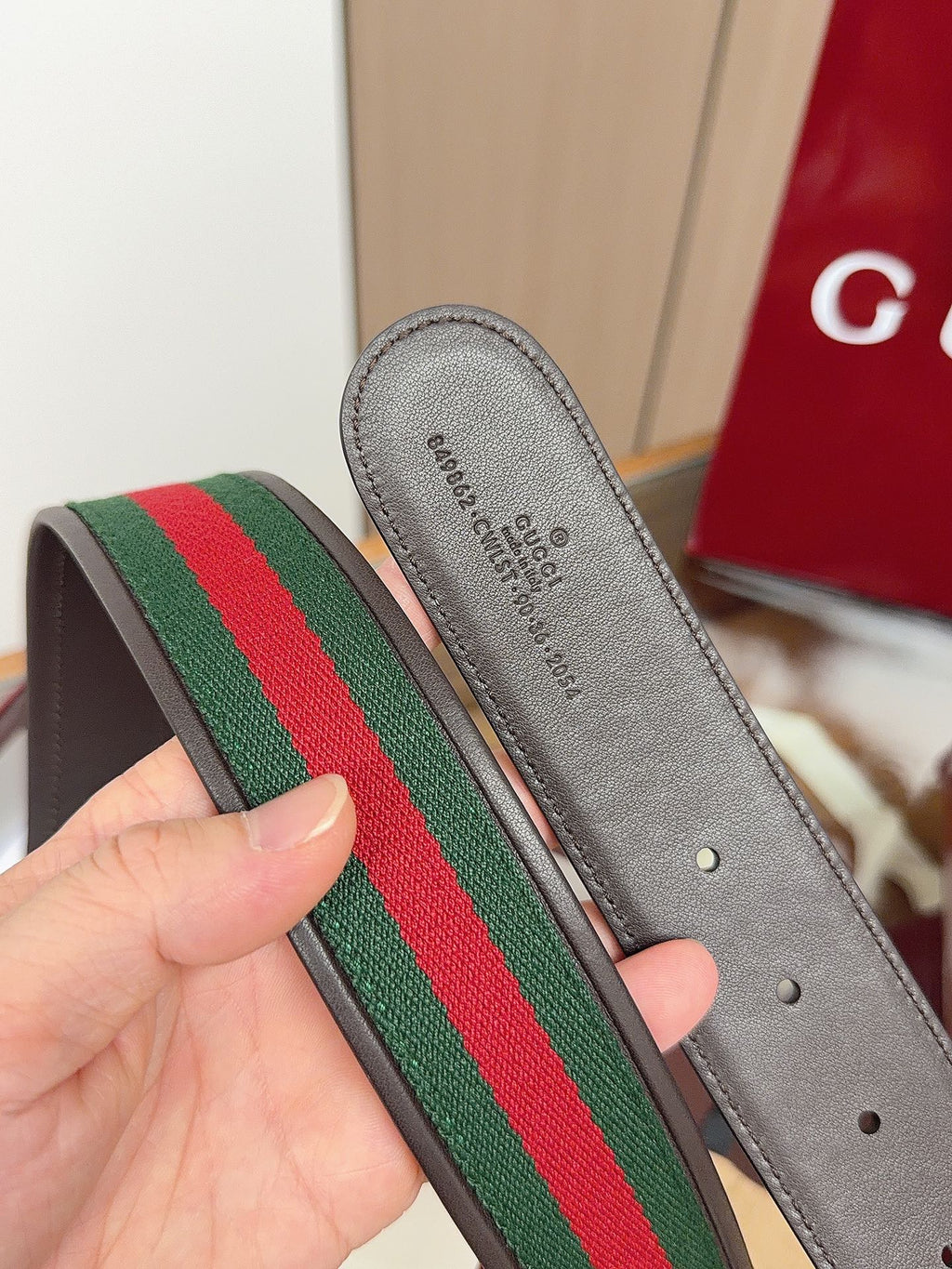 Ремінь Gucci з полотна та натуральної шкіри