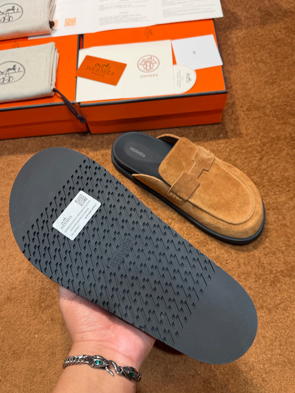 Чоловічі замшеві мюлі Hermès чорні