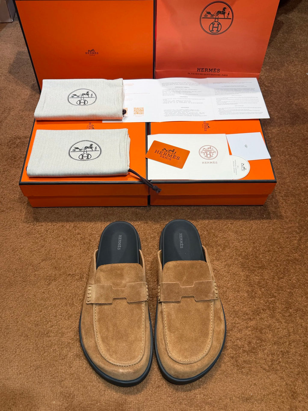 Чоловічі замшеві мюлі Hermès чорні