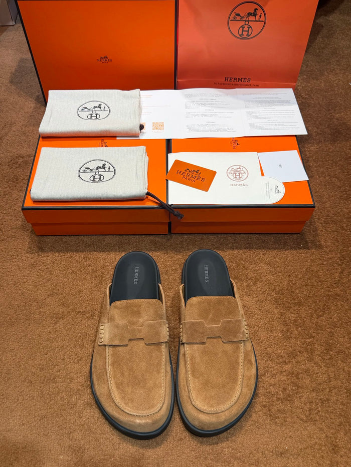 Чоловічі замшеві мюлі Hermès чорні