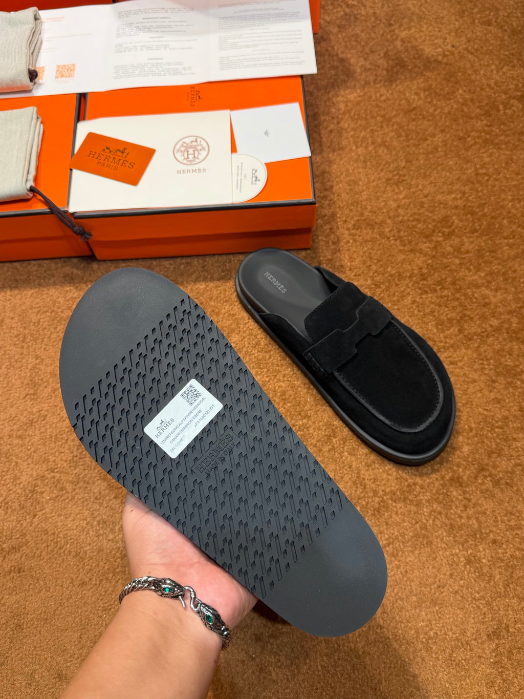 Чоловічі замшеві мюлі Hermès чорні