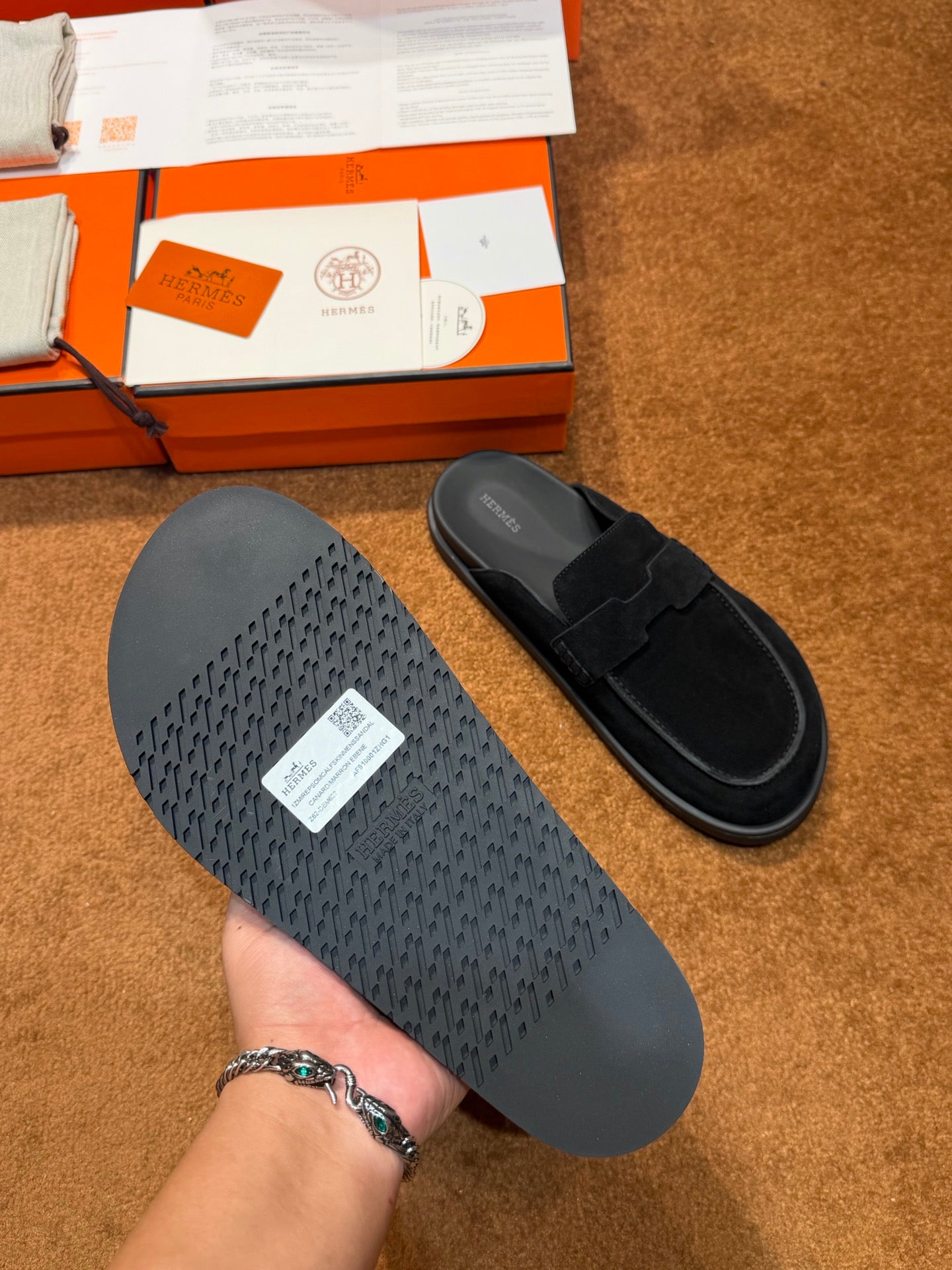 Чоловічі замшеві мюлі Hermès чорні