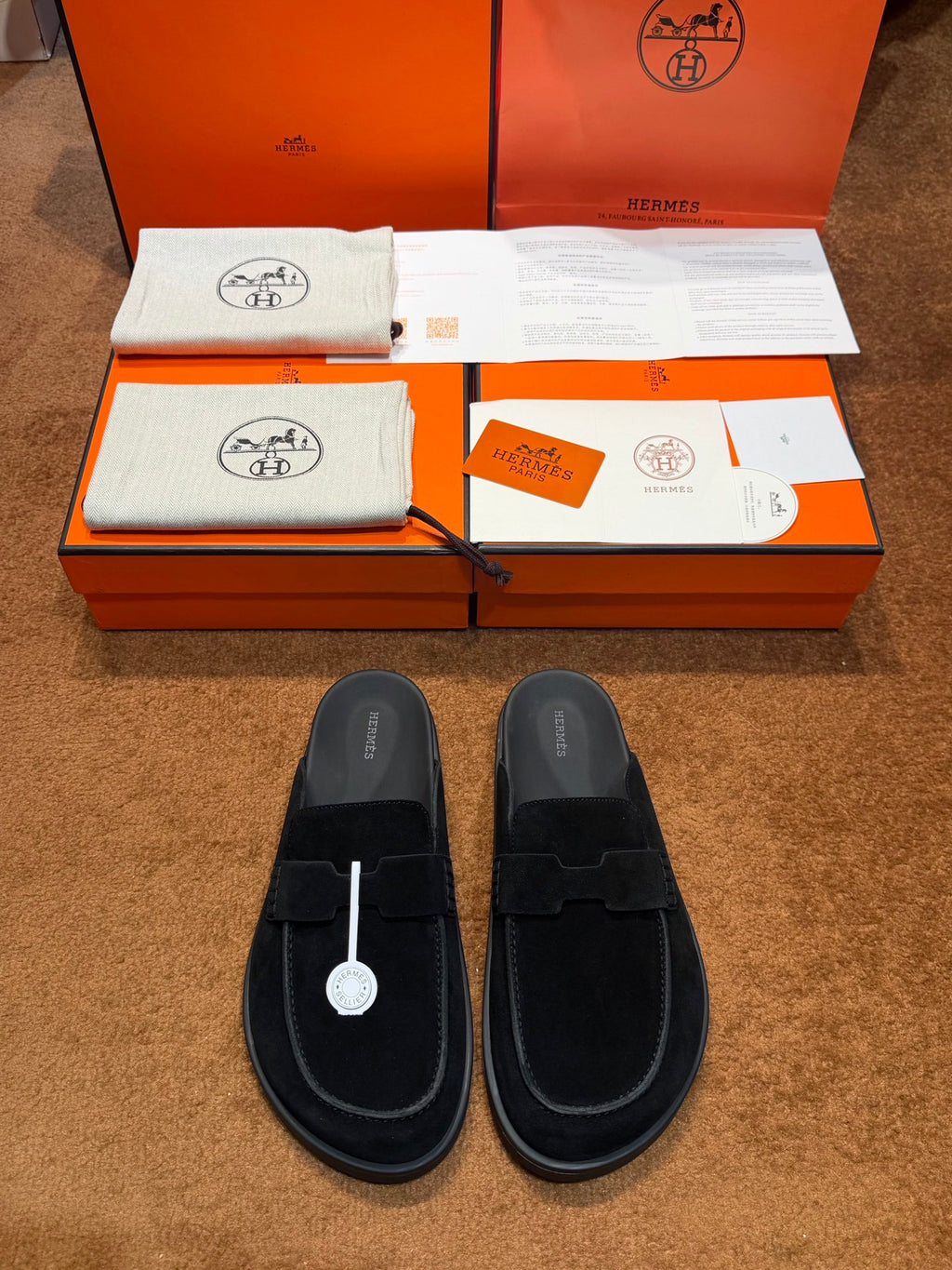 Чоловічі замшеві мюлі Hermès чорні