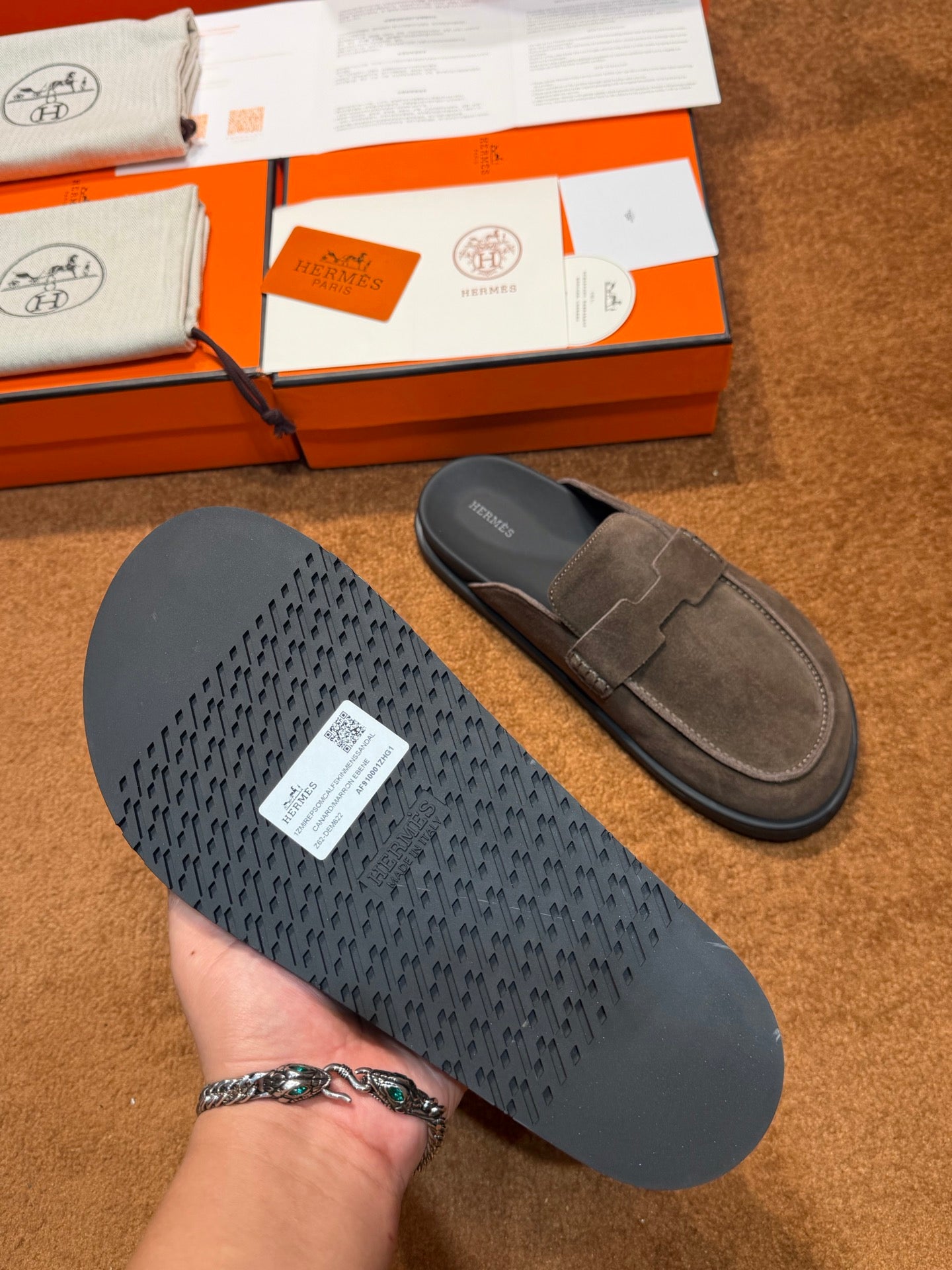Чоловічі замшеві мюлі Hermès чорні