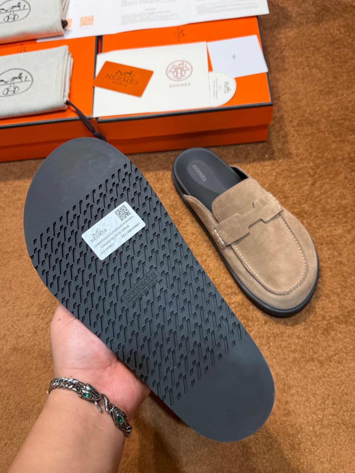Чоловічі замшеві мюлі Hermès чорні