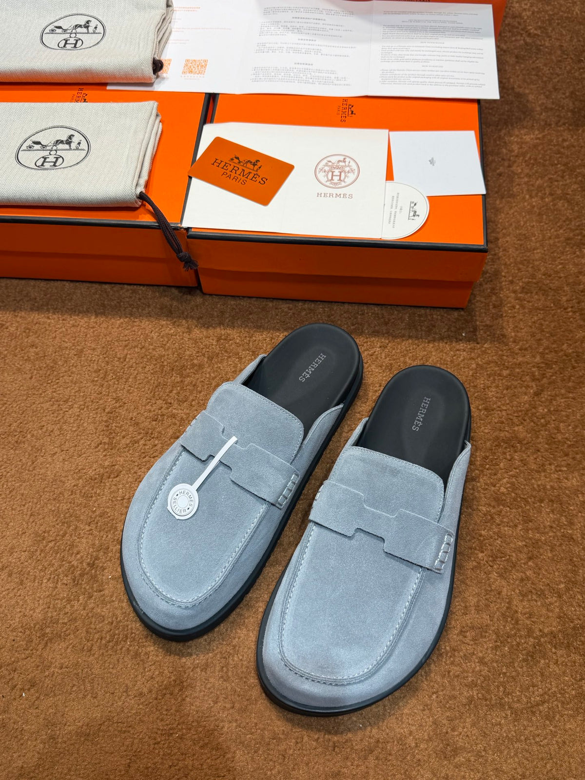 Чоловічі замшеві мюлі Hermès чорні