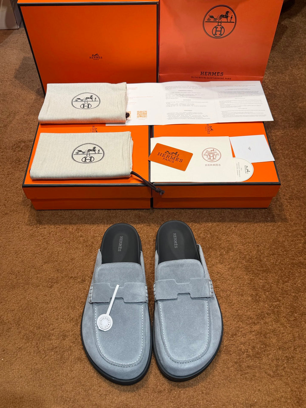 Чоловічі замшеві мюлі Hermès чорні