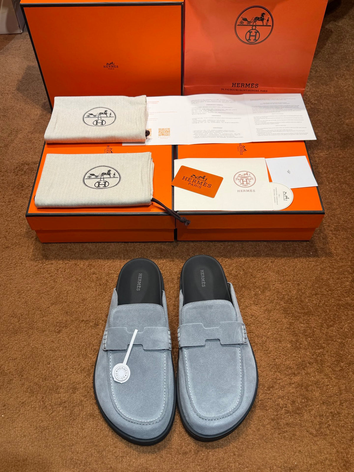 Чоловічі замшеві мюлі Hermès чорні