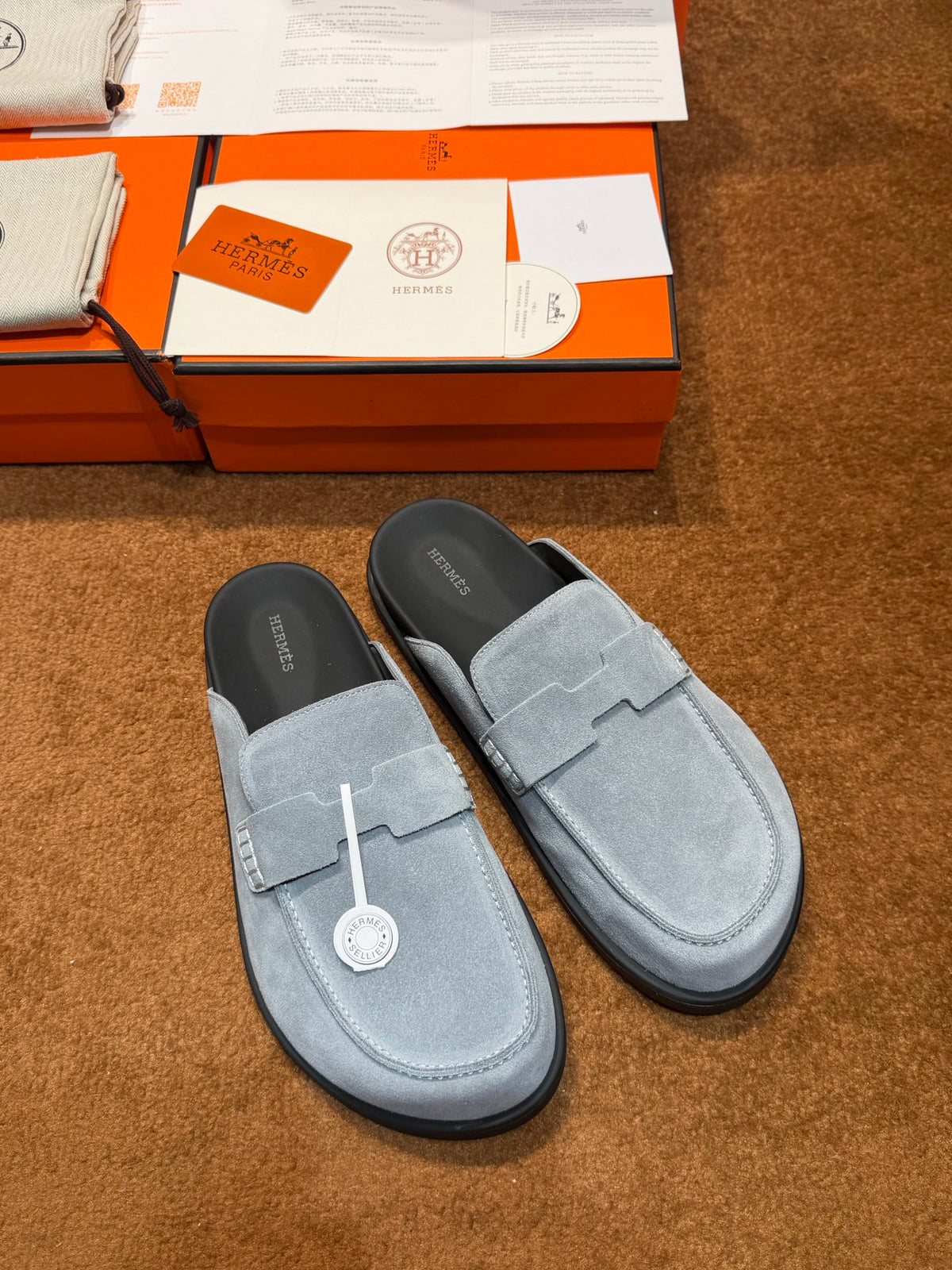 Чоловічі замшеві мюлі Hermès чорні