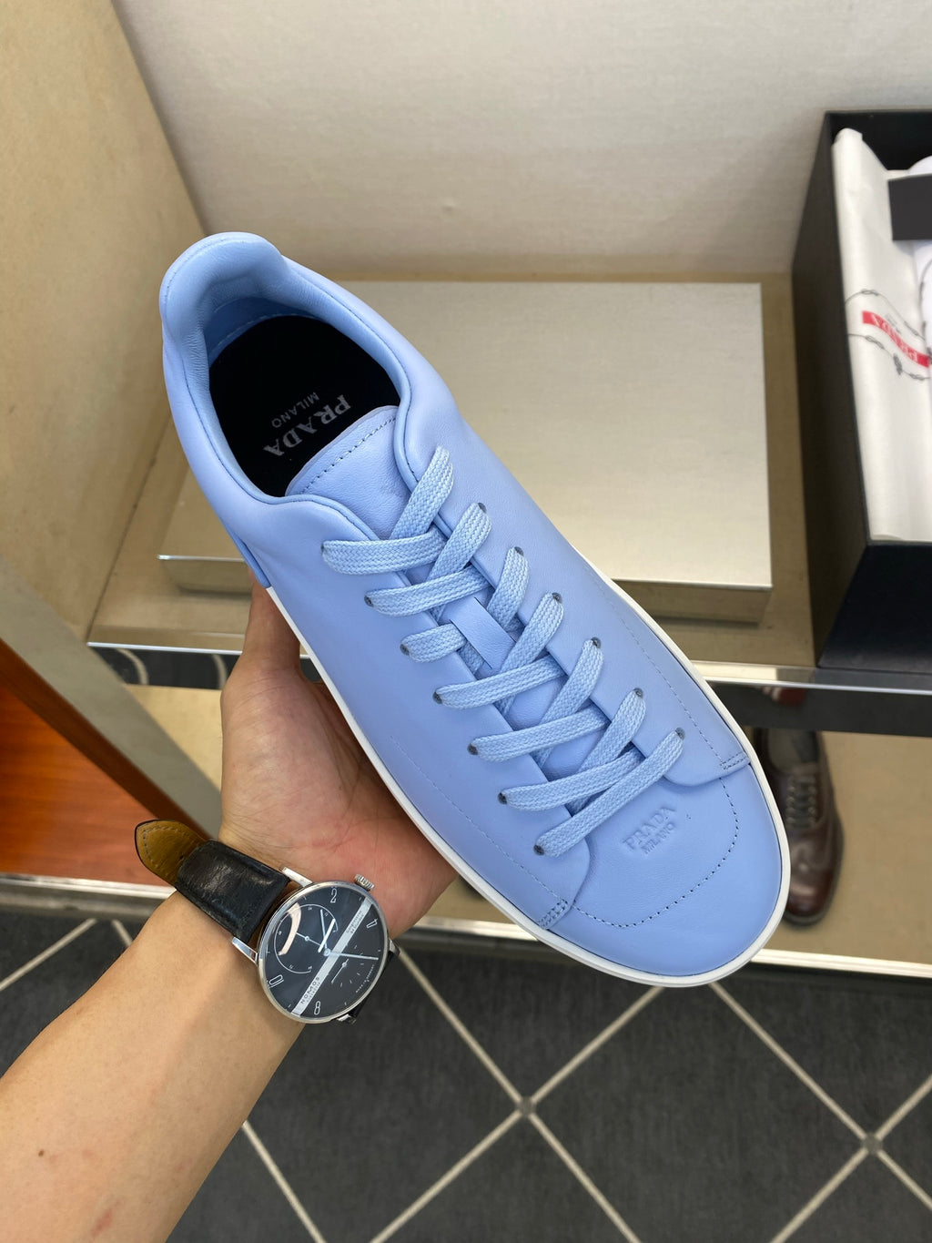 Чоловічі шкіряні повсякденне взуття Prada