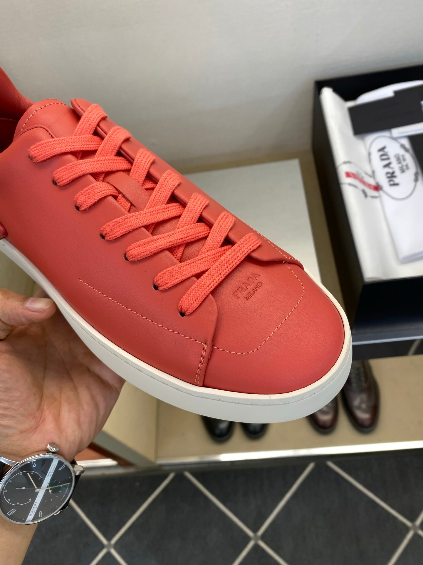 Чоловічі шкіряні повсякденне взуття Prada