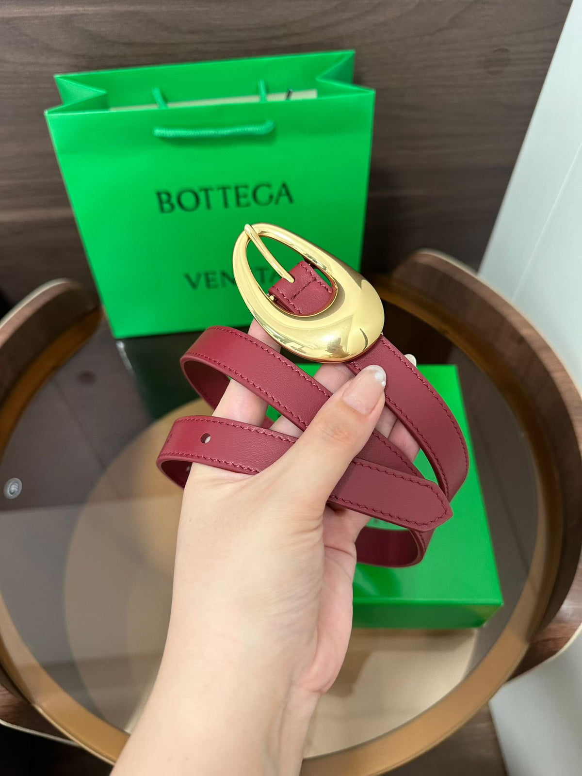 Ремінь Bottega Veneta з натуральної телячої шкіри