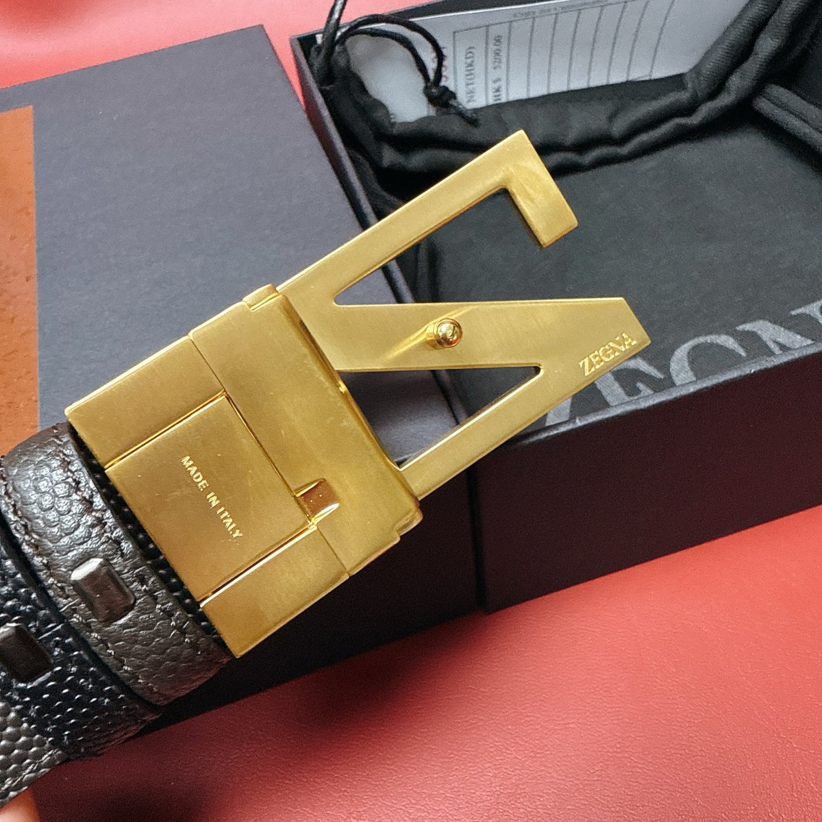 Ремінь Zegna з натуральної шкіри