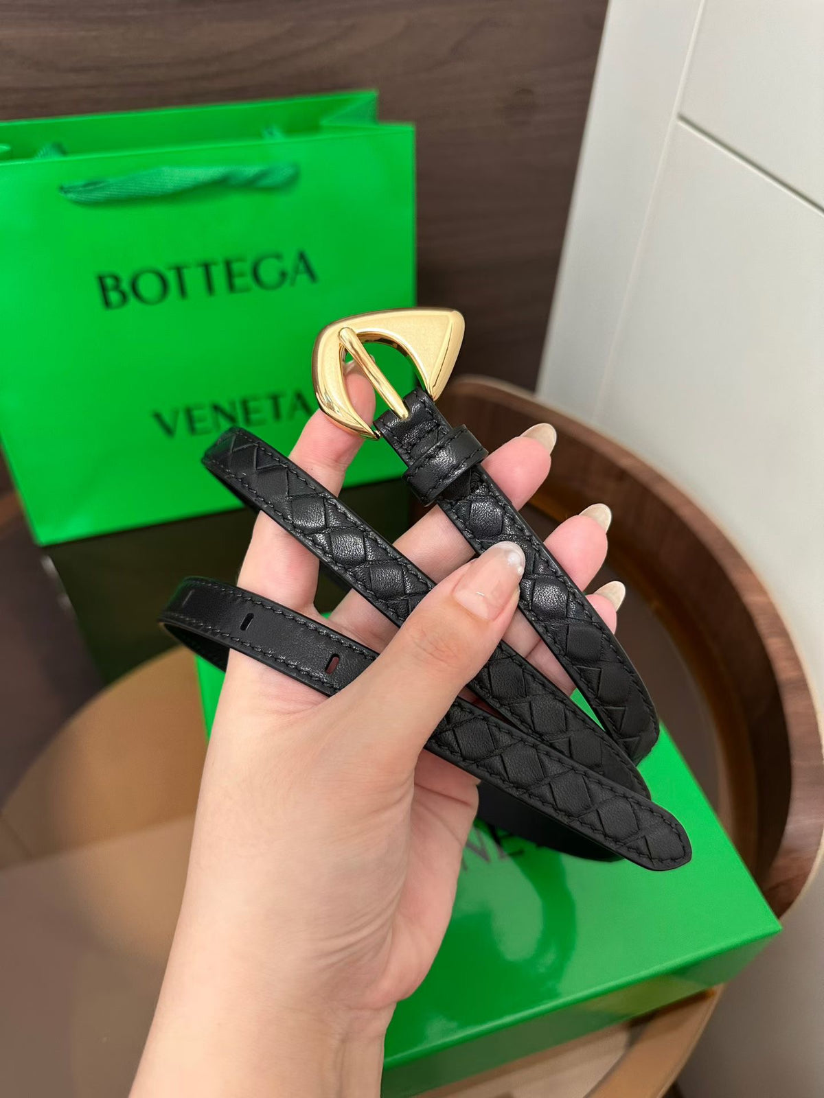 Ремінь Bottega Veneta з натуральної телячої шкіри