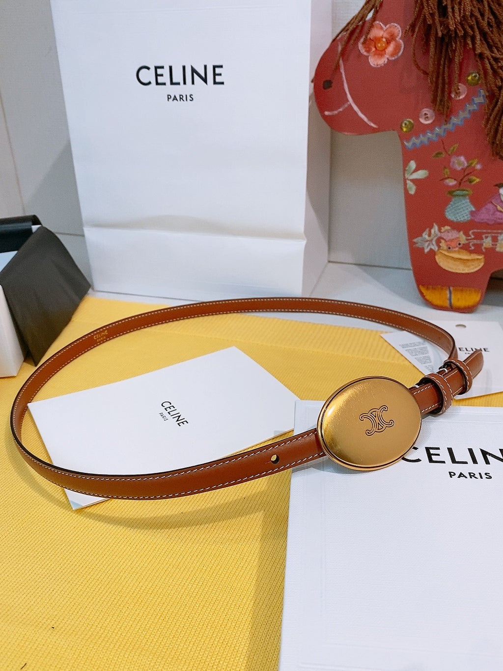 Ремінь Celine Maison з натуральної телячої шкіри