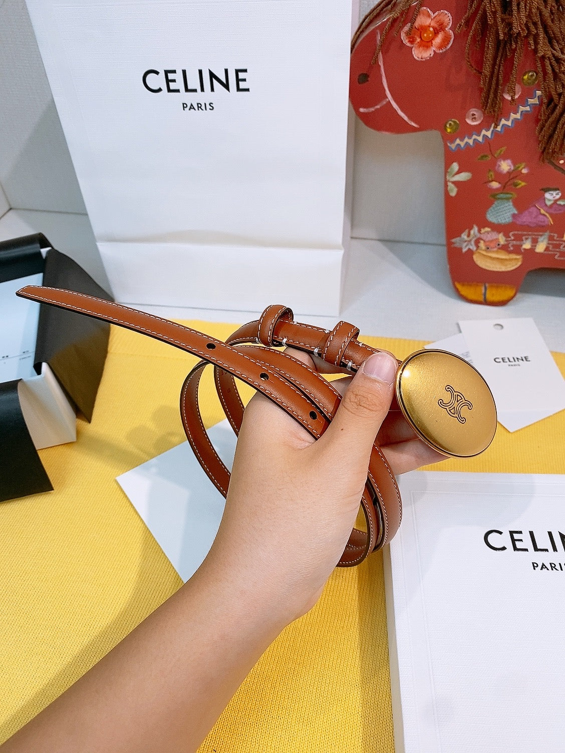 Ремінь Celine Maison з натуральної телячої шкіри