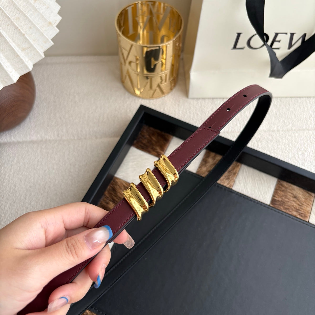 Ремінь Loewe з натуральної телячої шкіри