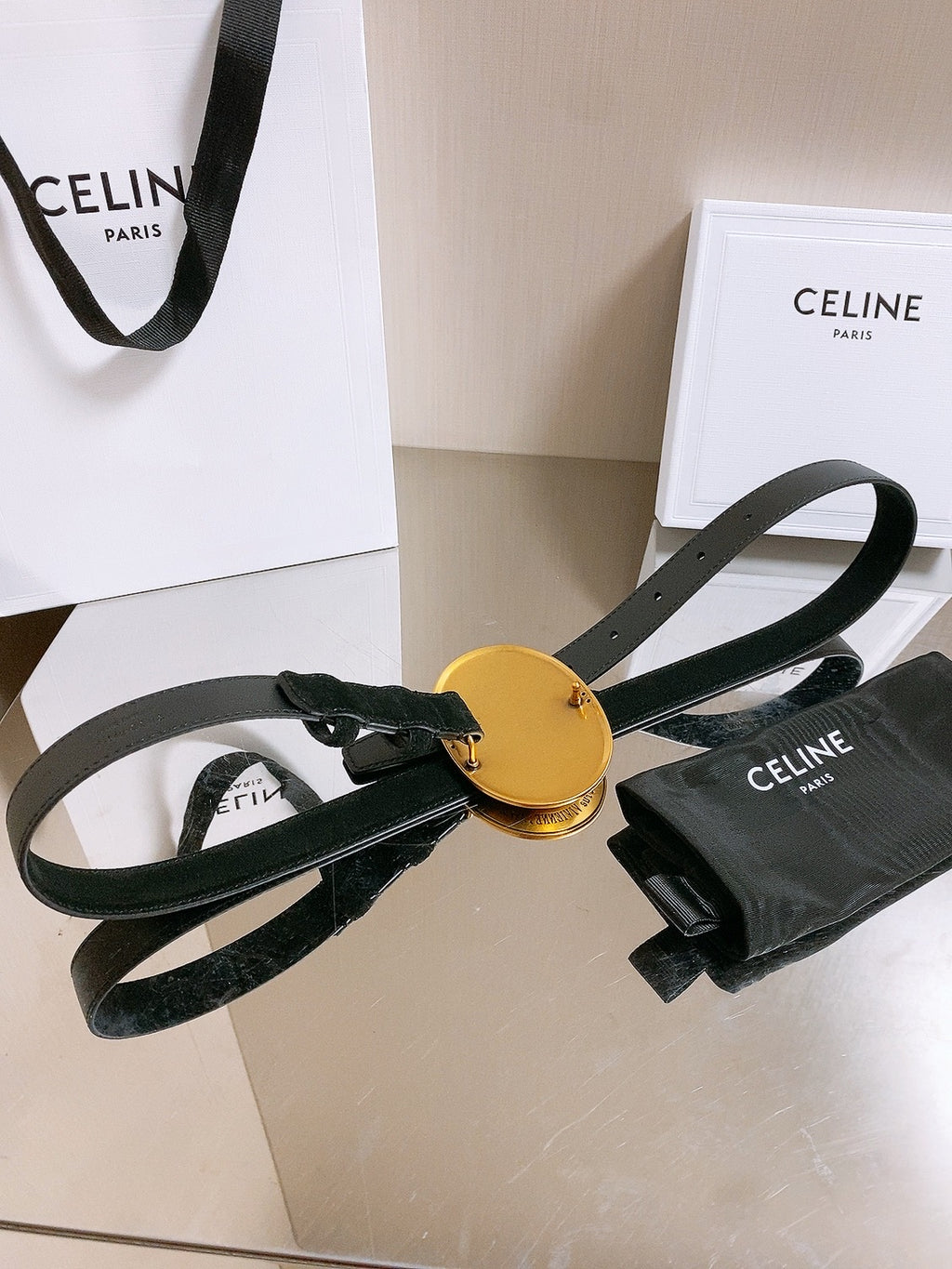Ремінь Celine з оксамиту та натуральної шкіри