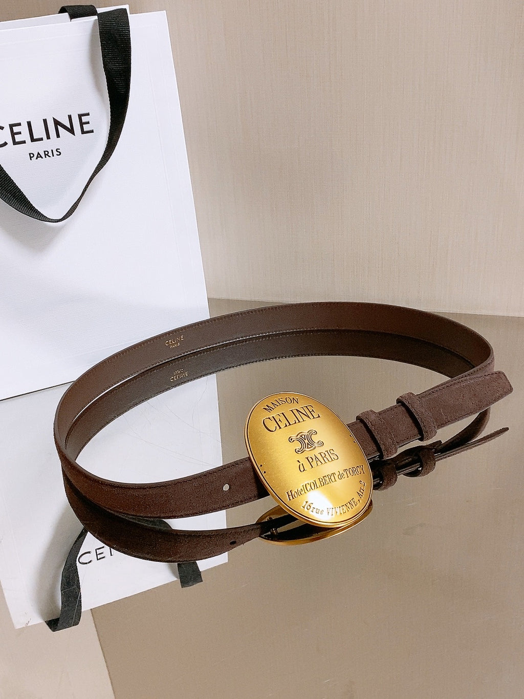 Ремінь Celine з оксамиту та натуральної шкіри
