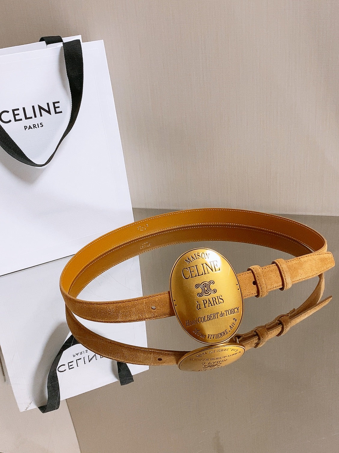 Ремінь Celine з оксамиту та натуральної шкіри