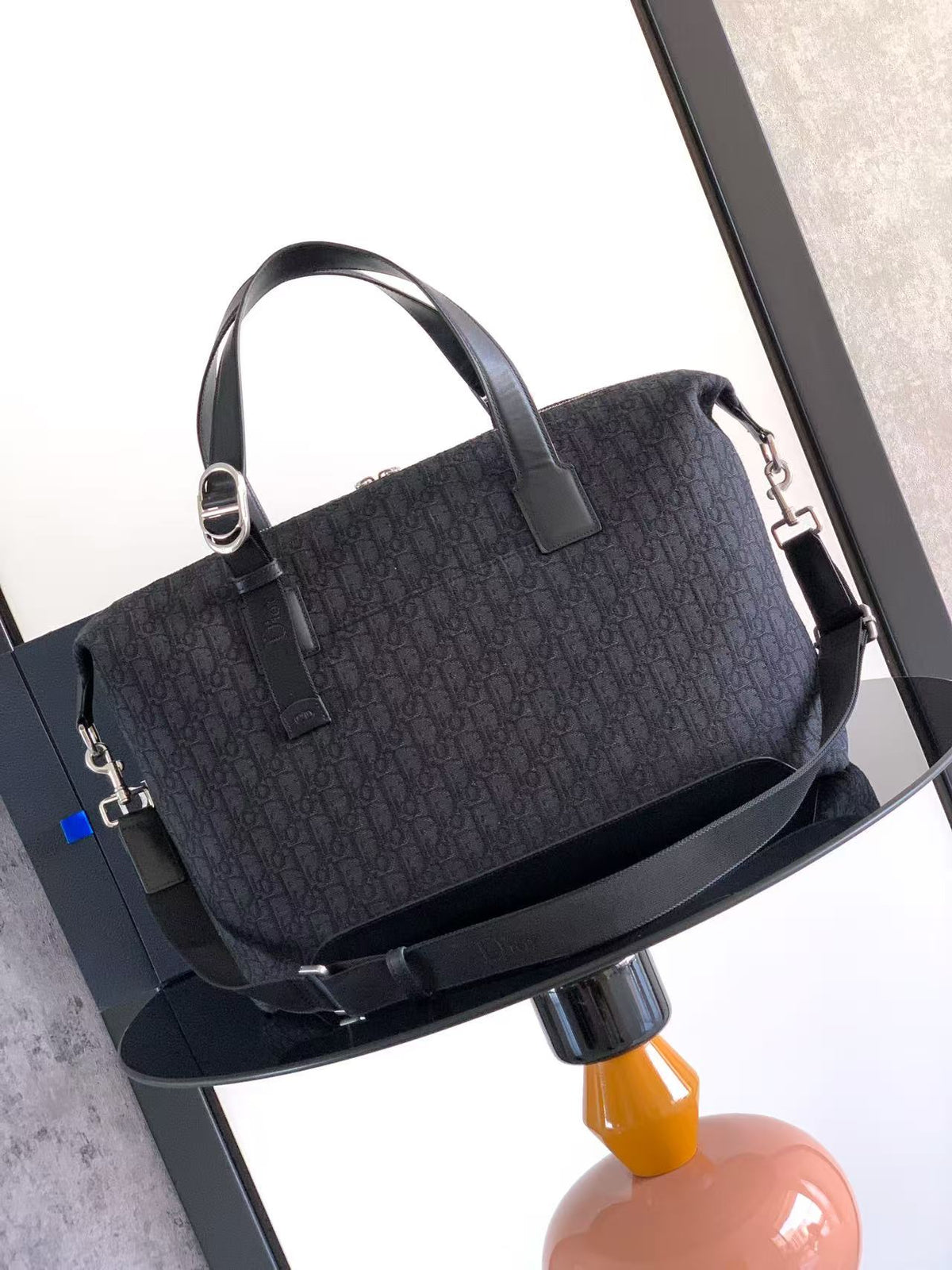 Дорожня сумка Dior Jett Weekender з текстилю й натуральної шкіри, чорна — фото 3